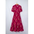 thumbnail image 6 of Women's Red Floral Print Maxi Dress – Frilled V Neck Short Sleeve Ruffle Design for Summer Vacations, XL, 6 of 12