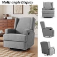 thumbnail image 5 of DREAMSIDEA Recliner Swivel Glider Rocker Nursery Chair for Adults, High Back Upholstered Rocking Armchair for Living Room, Manual Reclining Sofa Lounge Chair with Deep Seat in Fabric - Light Gray, 5 of 6
