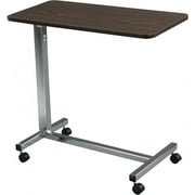 Drive Medical Non-Tilt Overbed Table - Walnut, 28 Inches to 45 Inches Height Adjustment, 1 Count