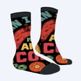 thumbnail image 2 of Unisex Trendy Socks (2 Pairs) - Vibrant ' ITCHCHICKKITCHIEN ' Design with Colorful Veggie Illustrations on Black Background, 2 of 5