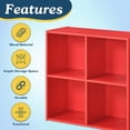 thumbnail image 4 of Kings Brand Furniture - 4 Cube Storage Organizer Book Shelf, Toy Storage Organizer for Playroom, Bedroom, Nursery School, Red, 4 of 9