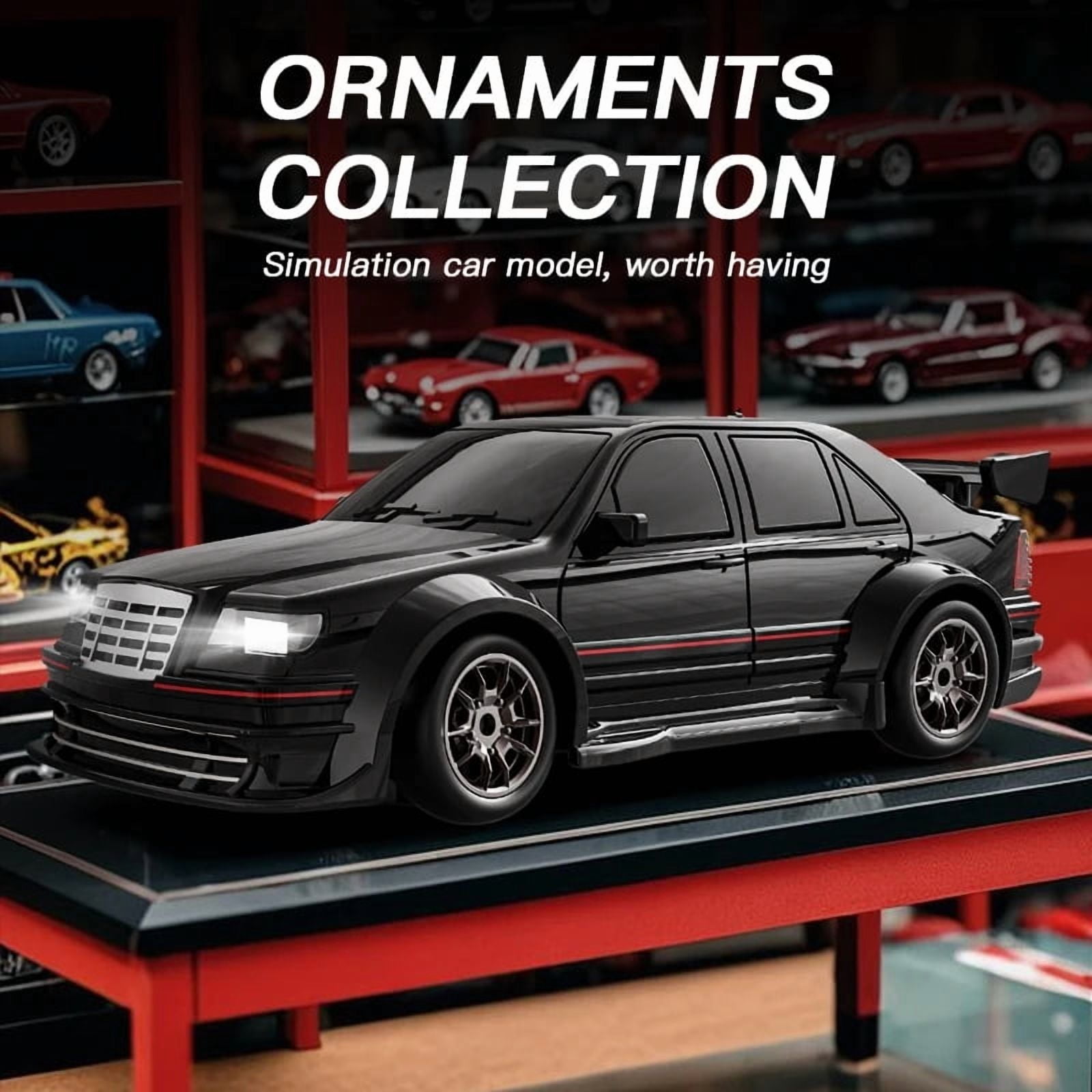 1:43 Scale RC Drift Car with Gyroscope, 2.4G High-Speed Full-Scale Remote Control Car, 4WD Mini Racing Vehicle with LED Lights for Adults and Hobbyists, KF30 - Blue/2 Batteries