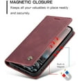 thumbnail image 4 of CaseMe pour iPhone 15 Pro Max, Étui Portefeuille en Cuir PU Souple Étui à Rabat Support Magnétique Étui de Protection avec Fentes pour Cartes d'Identité et de Crédit - Rouge Vin, 4 of 8