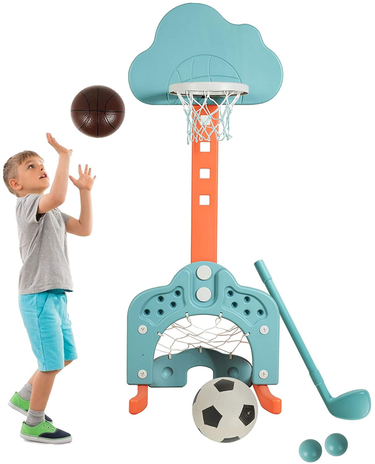 Uenjoy Basketball Toys Set for Kids, 3 in 1 Basketball Stand Set