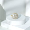 thumbnail image 5 of Rosec Jewels Moissanite Cocktail Ring for Women - D-VS1 Quality Certified Moissanite Large Cluster Ring with Halo - Ready to Gift, 18K Yellow Gold, US 7.00, 5 of 9