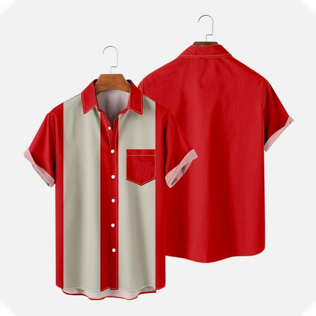 matoen Homme Décontracté Uni Boutons Plage avec Poche Col Rabattu Chemise Blouse à Manches Courtes en Liquidation