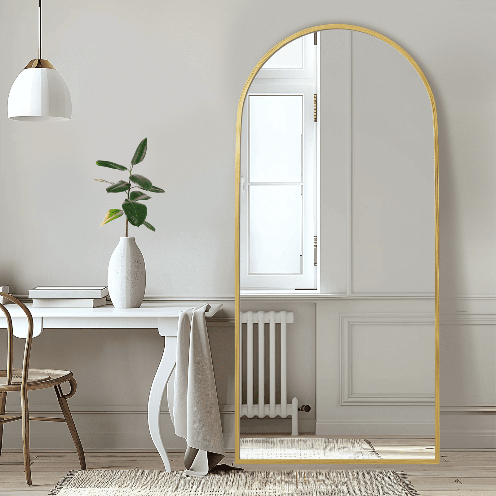 67"x24" Modern Arched Aluminum Alloy Frame Full Length Mirror Floor Mirror,Gold