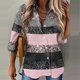 thumbnail image 2 of Moda mujer Casual manga larga Turn-down Collar botón impreso Cardigan Tops blusa Pompotops qwe20117, 2 of 8