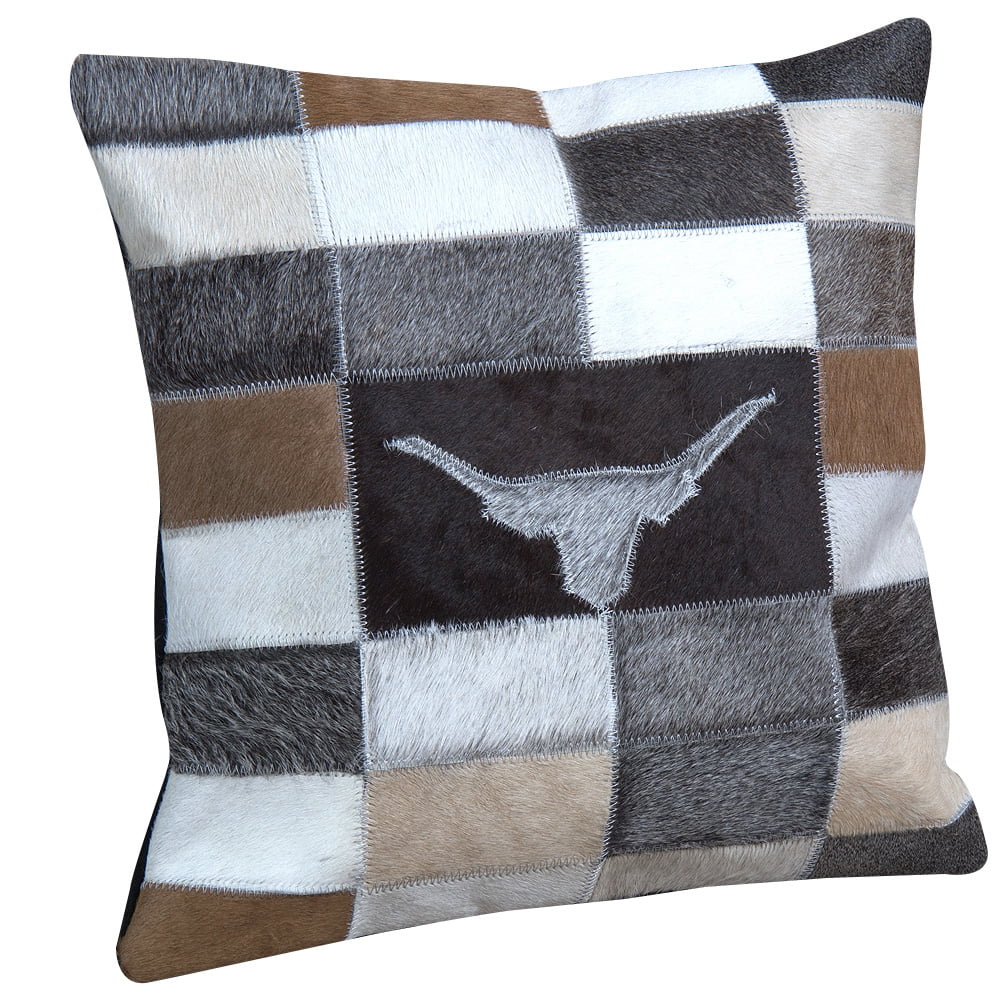 leather patchwork pillow