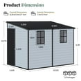 thumbnail image 2 of Jocisland 8x6x6 ft Resin Lean to Shed with Floor, Slanted Roof Lockable Outdoor Storage Shed with 2 Windows for Garden, Backyard, Lawn, Grey & Black, 2 of 9