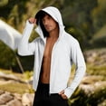 thumbnail image 2 of Stamzod Fishing Shirts for Men Long Sleeve Zip Up Sun Hoodie with Mask And Brim Uv Protection Rash Guard White XXL, 2 of 9