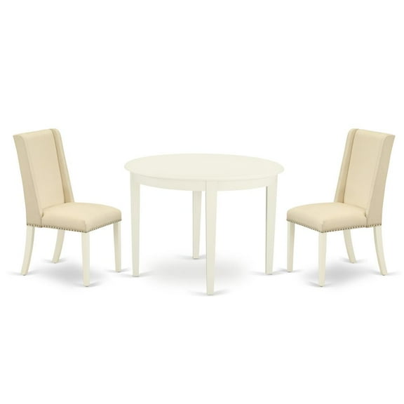 East West Furniture Boston 3-piece Wood Dining Set in Linen White