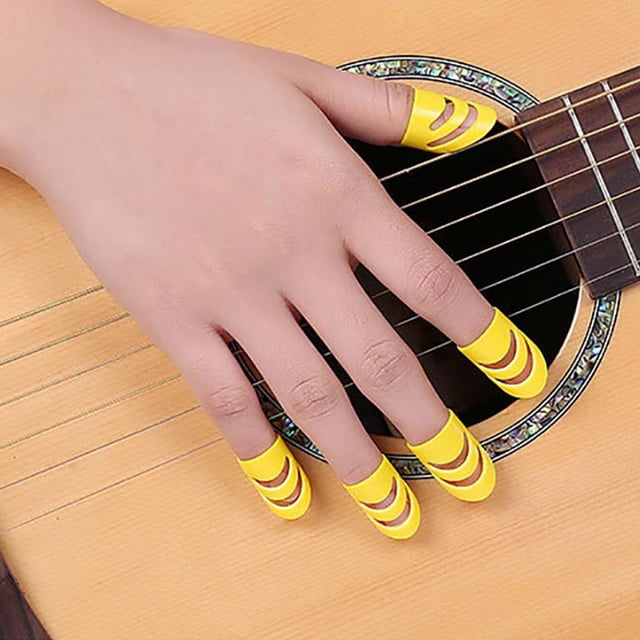 Flmtop 5Pcs Guitar Ukulele Plastic Thumb Finger Nail Fingertip Picks Protectors Set