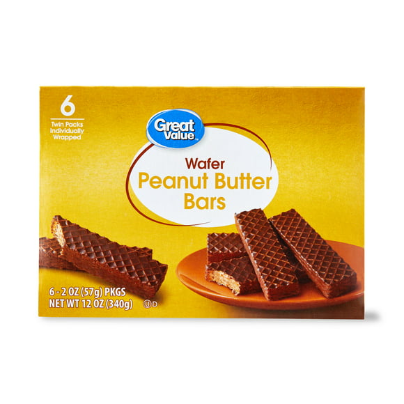 Great Value Peanut Butter Wafer Bars, 12 oz, 6 Count