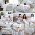 thumbnail image 5 of 3 Piece Navy Blue Striped Duvet Cover Set California King,Microfiber Comforter/Quilt Cover with Corner Ties and 2 Pillowcases,Navy Blue White Stripes Farmhouse All Season Bedding with Zipper Closure, 5 of 8