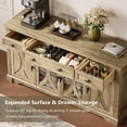 thumbnail image 3 of Laisnet 64" Farmhouse Sideboard Cabinet with 3 Drawers and 4 Doors, Adjustable Shelves and Curved Glass Doors, Large Storage Cabinet for Dining Room Living Room Kitchen, Natural, 3 of 8