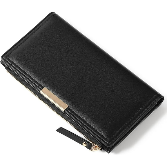 Wallet Women Leather RFID Blocking Large Capacity Credit Card Holder Bifold Long Ladies Purse with Zipper Pocket