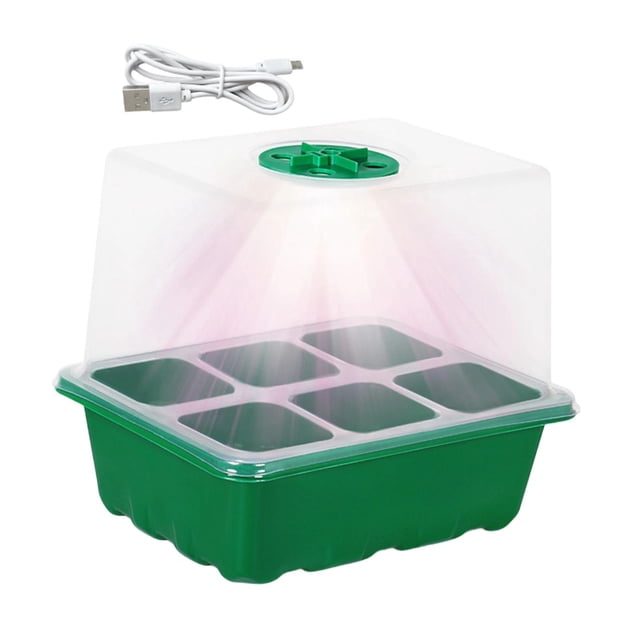 S SERENABLE Nursery Pot with Light Durability with Humidity Domes Seedling Starter Trays Green 6 Slots