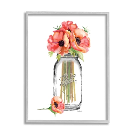 Stupell Industries Mason Jar Poppys Graphic Art Framed Art Print Wall Art, 24x30, By Amanda Greenwood