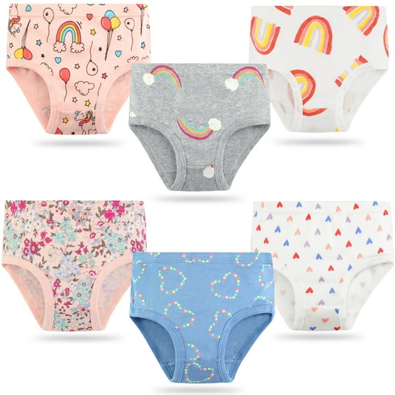 Jeccie Kids Baby Girls Lovely 100% Cotton Briefs, Soft Underwear 6-Pack,#C for 2-3 Years
