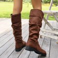 thumbnail image 4 of FRSASU Women's Fashion Casual Winter Style Round-Toe Thick-Heeled Low-Heeled Mid-Calf Boots Brown, 4 of 9