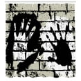 thumbnail image 3 of Urban Graffiti Shower Curtain, Sprayed Stencil Design of Hand Marks on Chalky Wall Pattern, Fabric Bathroom Set with Hooks, 69W X 75L Inches Long, Eggshell Black and White, by Ambesonne, 3 of 3