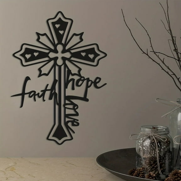 1 PC Blessed Metal Cross Wall Art - Home Decor God Theme Wall Decor for Valentine'S Day New Year's and Easter Christmas, Halloween Thanksgiving, Valentine's Day Gifts Accessories for Home Decor