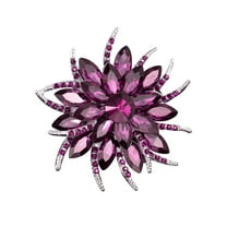 Fdelink the Brooch Three Colors Gold Plated Rhinestone Bouquet Flower Scarf Pin & Brooch Purple