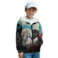 thumbnail image 3 of Chaqlin White Black Horse Print Fuzzy Pullover for Youth and Boys - girls Fuzzy Sweatshirts Comfy Casual Lightweight Hoodie for Daily Wear and Gym, 3 of 7