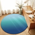 Blue Cyan Area Rugs 4' (Round) Gradient Abstract Ombre Art Floor Rug ...