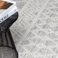 thumbnail image 6 of Hauteloom Huddlesford Boho Hand Woven Wool High Low Textured Area Rug - Farmhouse Southwestern Diamond Carpet for Living Room - Handmade Zig Zag Bubble Weave - Dark Gray, Off White - 18" Sample, 6 of 10