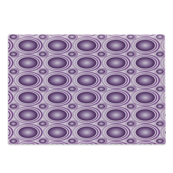 Mauve Cutting Board, Gradient and Geometric Circular Pattern with Inner Lines and Ring Balls Digital Graphic, Decorative Tempered Glass Cutting and Serving Board, Large Size, Purple, by Ambesonne