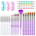 thumbnail image 1 of AROIC Juego de 28 pinceles acrílicos para uñas, incluye 7 pinceles de gel UV para decoración de uñas, 6 pinceles de extensión de uñas 3D, 5 bolígrafos de doble punta para decoración de uñas con caja b, 1 of 5