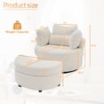thumbnail image 5 of Lunale Oversized Swivel Accent Barrel Chair with Storage Ottoman, White Teddy, 5 of 5