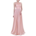 thumbnail image 2 of DPOIS Women's Floral Lace Appliques Wedding Bridesmaid Dress Evening Party Gown Pearl Pink 4, 2 of 7