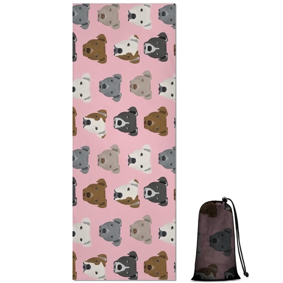 Pit Bull Terrier Hot Yoga Mat Towel Non Slip for Hot Yoga - Quick-Drying Yoga Mat Cover with 4 Corner Pockets with Travel Bag - Hot Yoga Towel Non Slip Grip Moisture Wicking Sweat 70"x26"