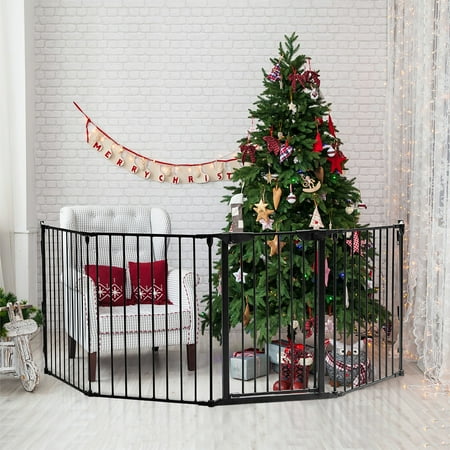 Costway Barriere De Securite Enfant Bebe Grille De Protection Pour Cheminee Escaliers Et Parc 8 Pans Noir Walmart Canada