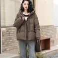 thumbnail image 5 of Abrigos acolchados para mujer, chaquetas de plumón nuevas de invierno, prendas de vestir exteriores casuales sencillas coreanas, abrigos cortos de nieve con capucha cálidos y gruesos para invierno par, 5 of 5