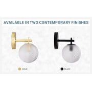 Kenroy Home Prismatic 9.25'' Dimmable 1-Light Wall Sconce with Clear Glass Round Globe Shade Modern Wall Light Fixture for Living Room, Bedroom, Stairway, or Hallway, Black