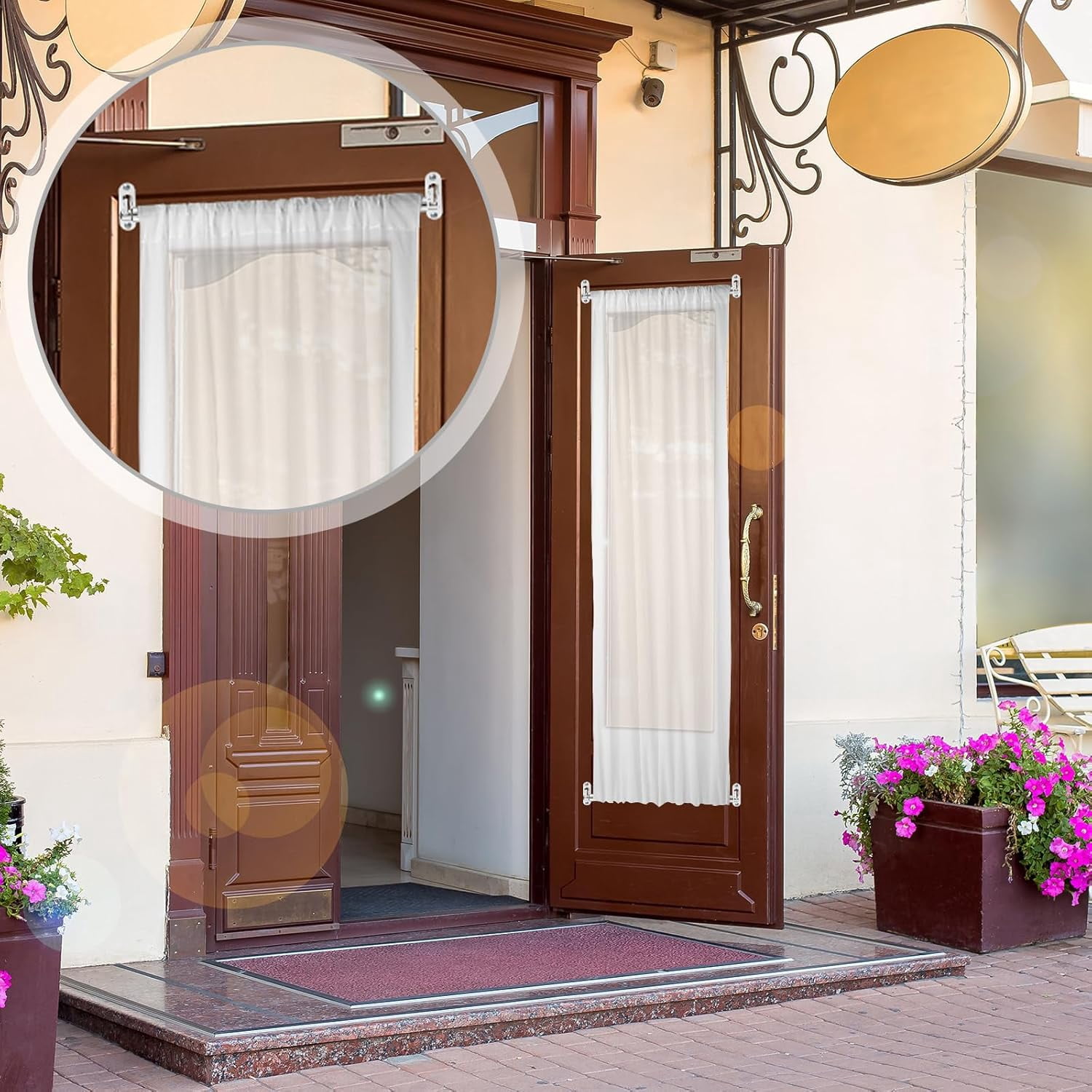 TT-4 Pcs Door Curtain Rod Set Swivel Sash Curtain Rods French Door Curtain Rods Set for Windows and Sidelights(21-38 Inch)
