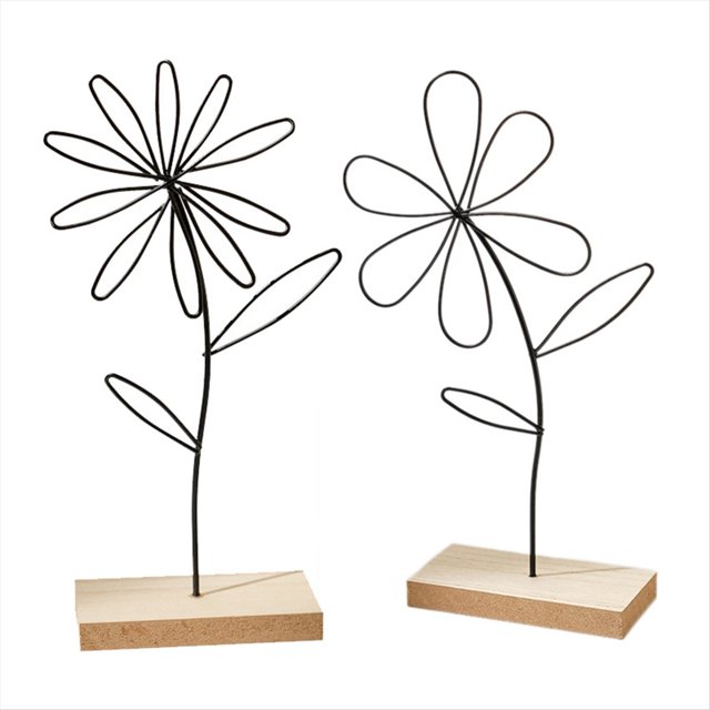 Soporte de Flores de Metal, Base de Madera Negra de Metal, Decoración del Hogar