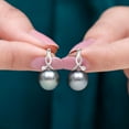 thumbnail image 4 of Rosec Jewels Tahitian Pearl Drop Earrings with Moissanite for Women (8 mm, AAA Grade), 14K White Gold, 4 of 8