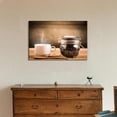 thumbnail image 2 of Canvas Prints Wall Art - Coffee Cup and Saucer on a Wooden Table. Dark Background - 24" x 36", 2 of 4