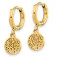thumbnail image 2 of Chisel Stainless Steel Polished Yellow IP-plated Tree Dangle Hoop Earring, 2 of 2