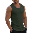 thumbnail image 2 of BRANROY Men's Knit Tank Tops Summer - Vertical Stripe Casual Sleeveless Muscle Shirt, Mens Tank Tops for Gym Workout, Athletic Sleeveless Tee,Army Green,L, 2 of 5