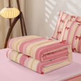 thumbnail image 5 of Manfei Pink Bowknot Lines Zipper Full Size Comforter Sets with Fitted Sheet and 2 Pillowcases,Cute Bow Zipper Bedding Set,Pink Reversible,4-Piece, 5 of 7