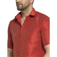 thumbnail image 2 of eloria Mens Traditional Maroon Striped Party Shirt with Mundu Vesty Style Dhoti, 2 of 5