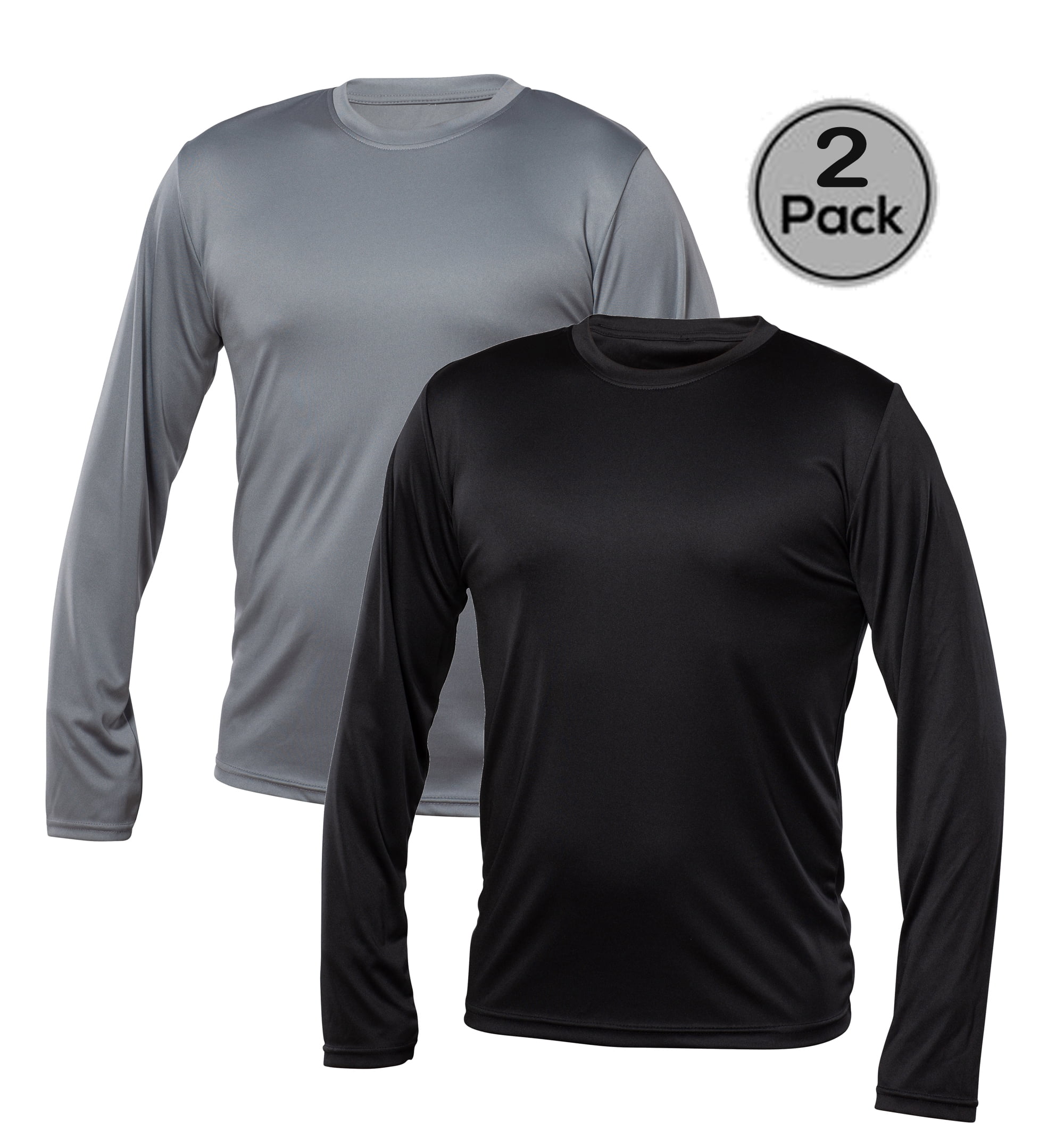 TEXFIT Men's Active Sport Long Sleeve Shirts with Quick Dry Fabric 2 Pack 