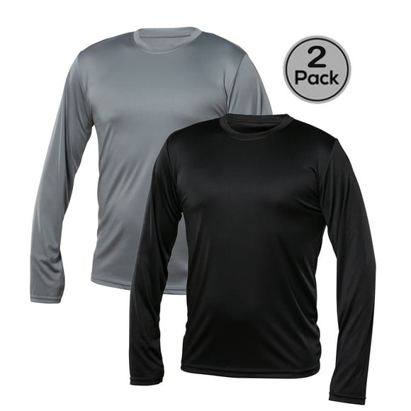 Blank Activewear Pack de 2 T-Shirt à Manches Longues pour Hommes, Tissu Performance à Séchage Rapide