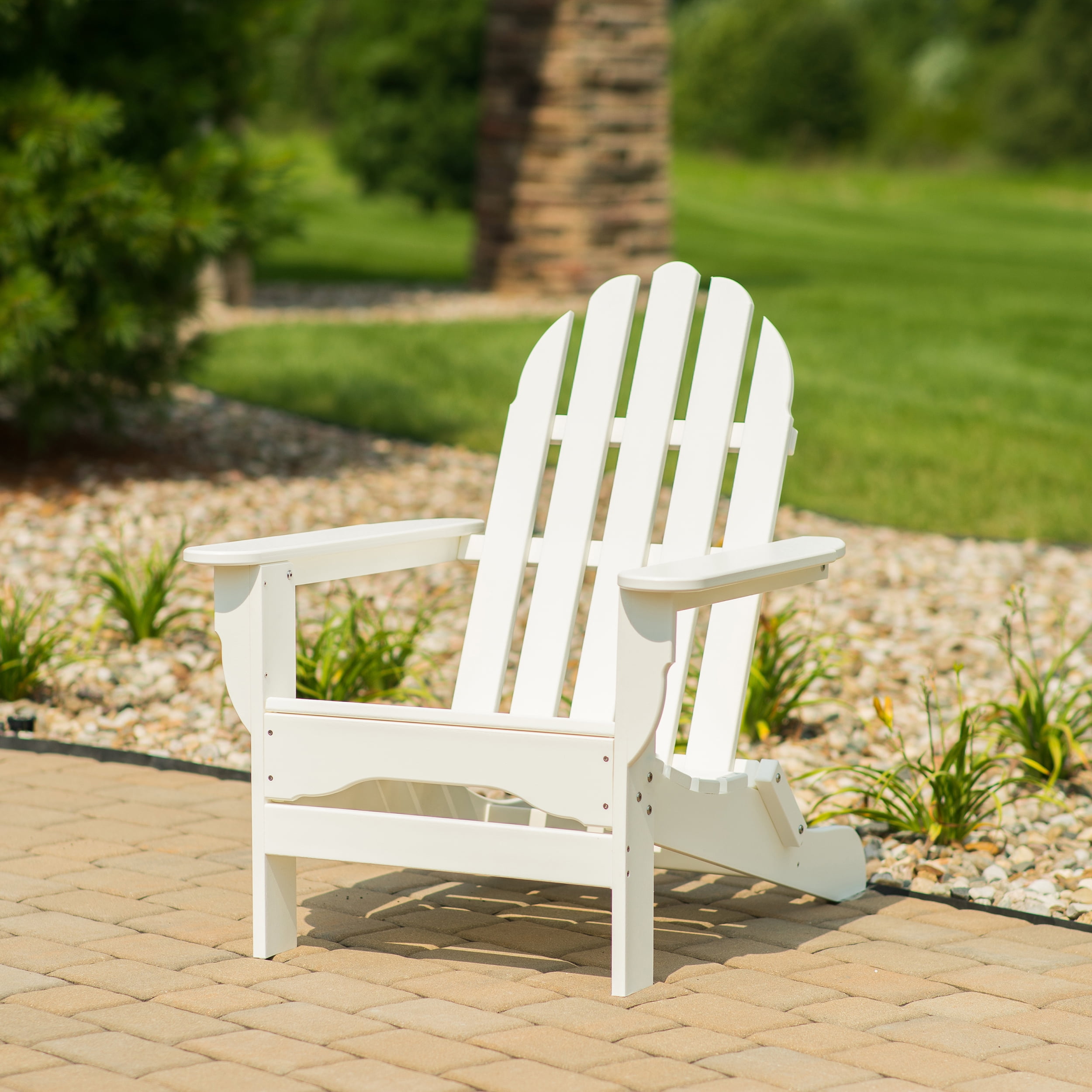 DuroGreen Adirondack Chair Made With All-Weather Tangent Sustainable Lumber, Oversized, High End Classic Patio Furniture for Porch, Lawn, Deck, or Fire Pit, White